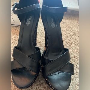 Charlotte Russe black lace wedges size 8